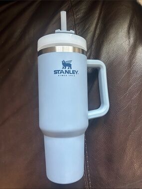 Stanley 40oz Pale Blue Insulated Travel Mug with Handle & Straw